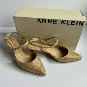 NWOT Anne Klein Tan Slingback Heels with Pointed Toe